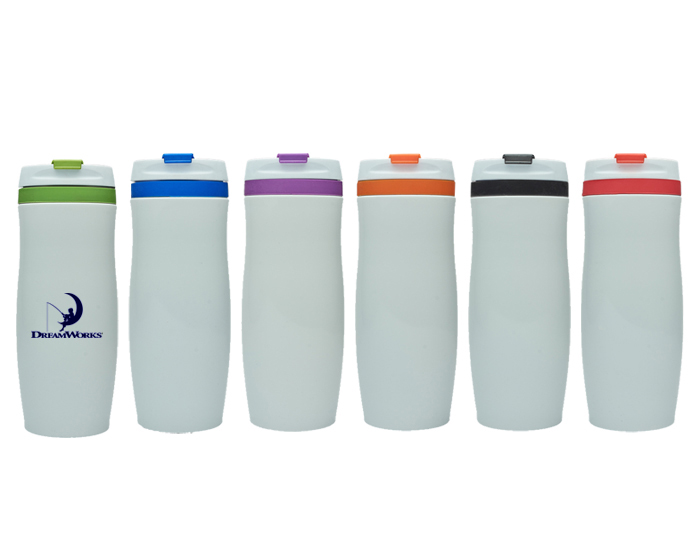 TERMO METALICO CON ESMALTE BLANCO Y BANDA DE SILICON EN COLOR C740